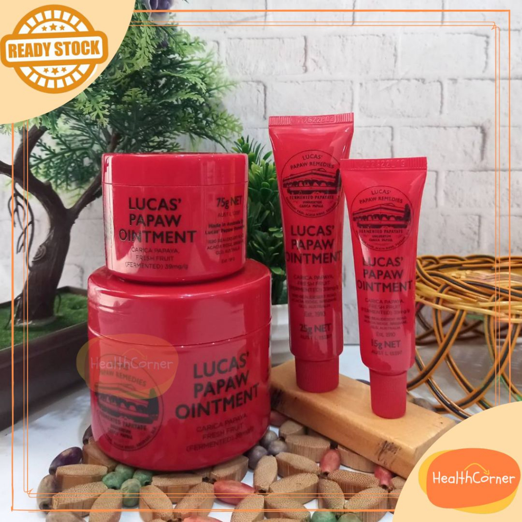 Lucas Papaw Ointment - Carica Papaya Petroleum Jelly / Salep Kulit Luka, Ruam Popok Antibakteri / Lip Balm