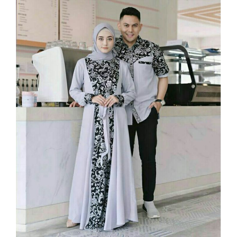 Couple keluarga syari muslimah dress gamis couple baju couple pasangan gaun pesta muslimah batik
