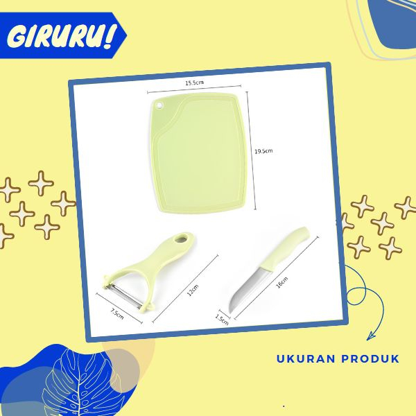 3 in 1 Pisau + Tatakan Set / Peeler Stainless / 3 IN 1 PISAU SET TALENAN / Peeler Pisau Talenan satu paket 3 in 1 Alat Dapur Satu Set Pisau Pengupas dengan Talenan Serbaguna / PISAU SET TALENAN 3IN1 STAINLESS PISAU PENGUPAS BUAH SAYUR DAPUR KNIFE PEELER