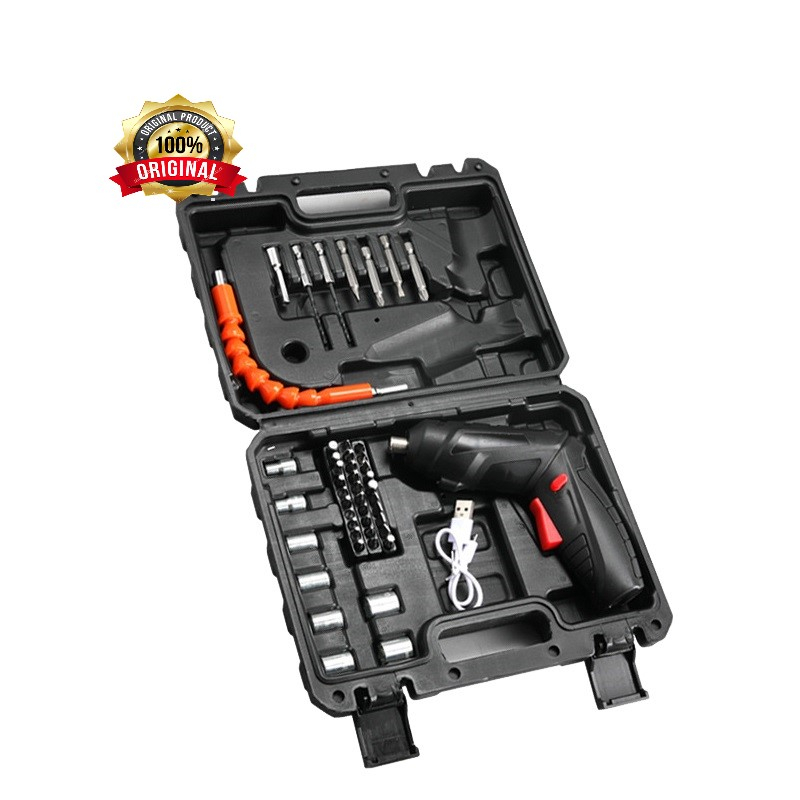 Set Bor Tanpa Kabel Obeng Elektrik Set Mata Bor 48 pcs Bor Cas Obeng Baterei Bor Baterai Cordles Dri