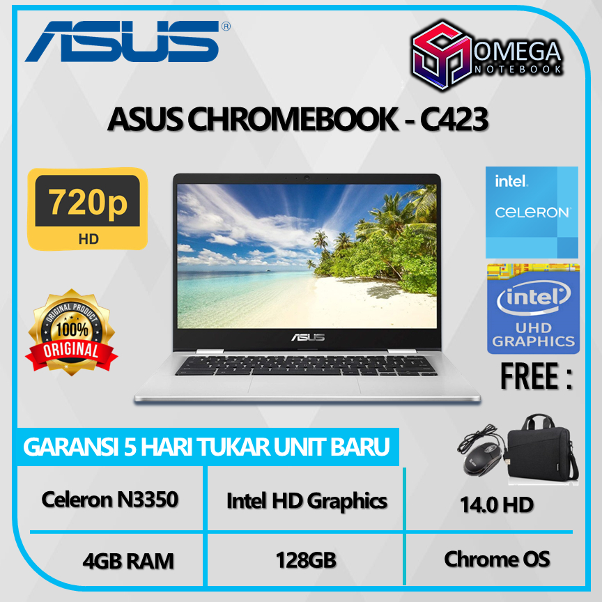 Laptop Asus Chromebook C423 Intel N3350 4GB 128GB 14.0HD Chrome OS