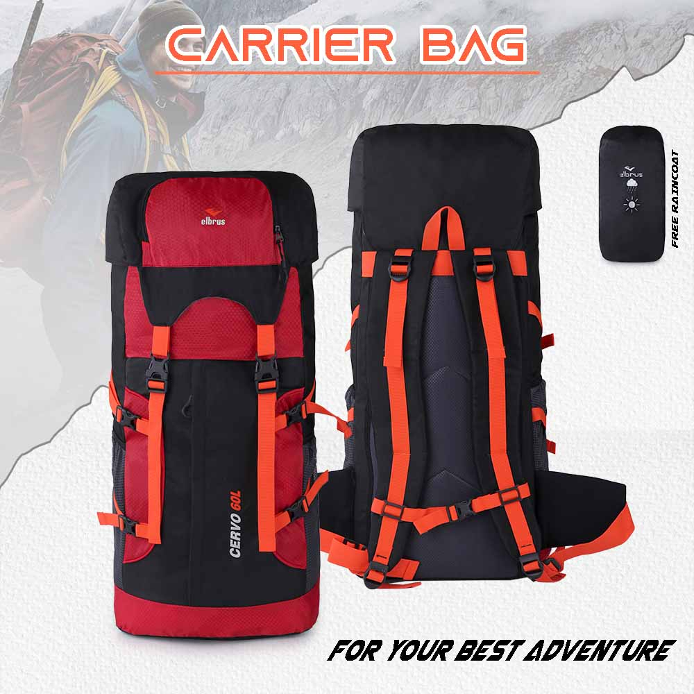 Justrue Cervo Tas Gunung 60 Liter Ransel Camping Hiking 60L Merah