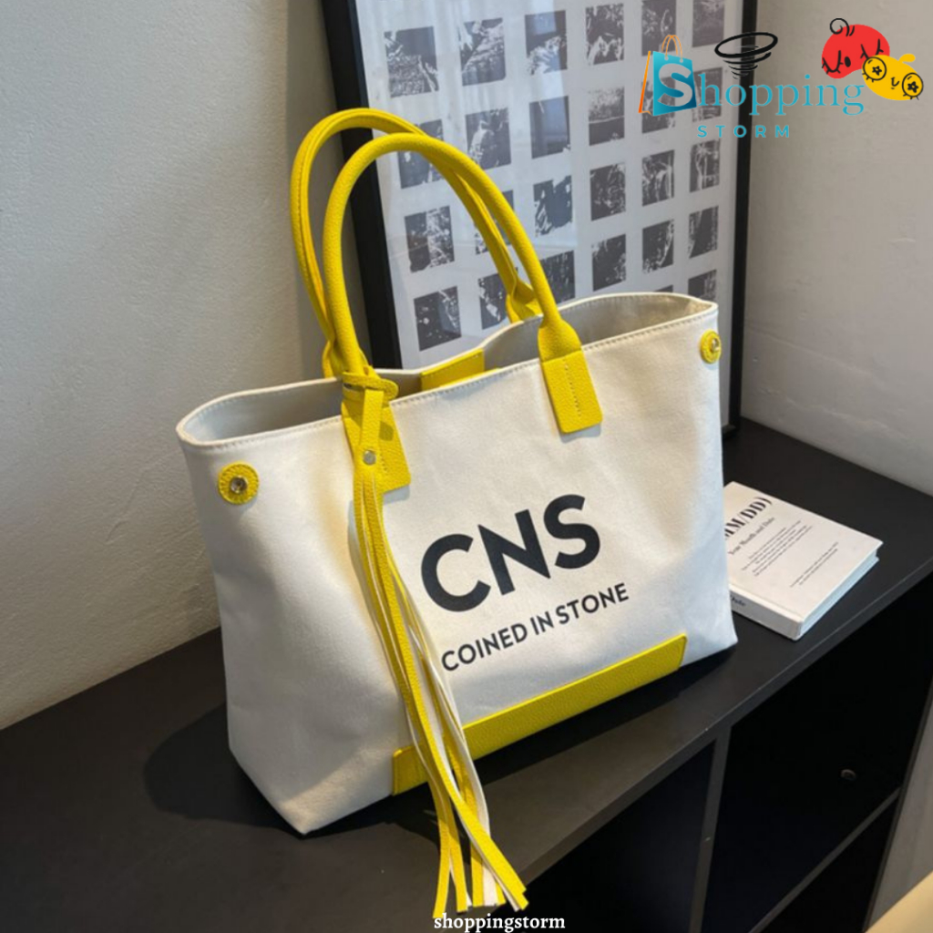 TAS JINJING WANITA IMPORT KANVAS HANDBAG BESAR TAS BAHU CNS TENTENG