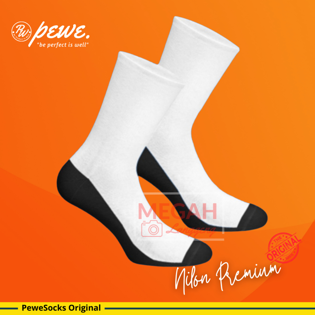Kaos Kaki Sekolah Hitam Putih SD SMP SMA Bahan Nilon Premium - Pewe School Socks - Kaos Kaki Anak Sekolah SD SMP Hitam - Kaos Kaki Anak Jempol Warna Polos Tapak Hitam (Nylon Spandex, Usia TK-SD, Laki2/Perempuan) - Kaos kaki Pramuka SD SMP SMA