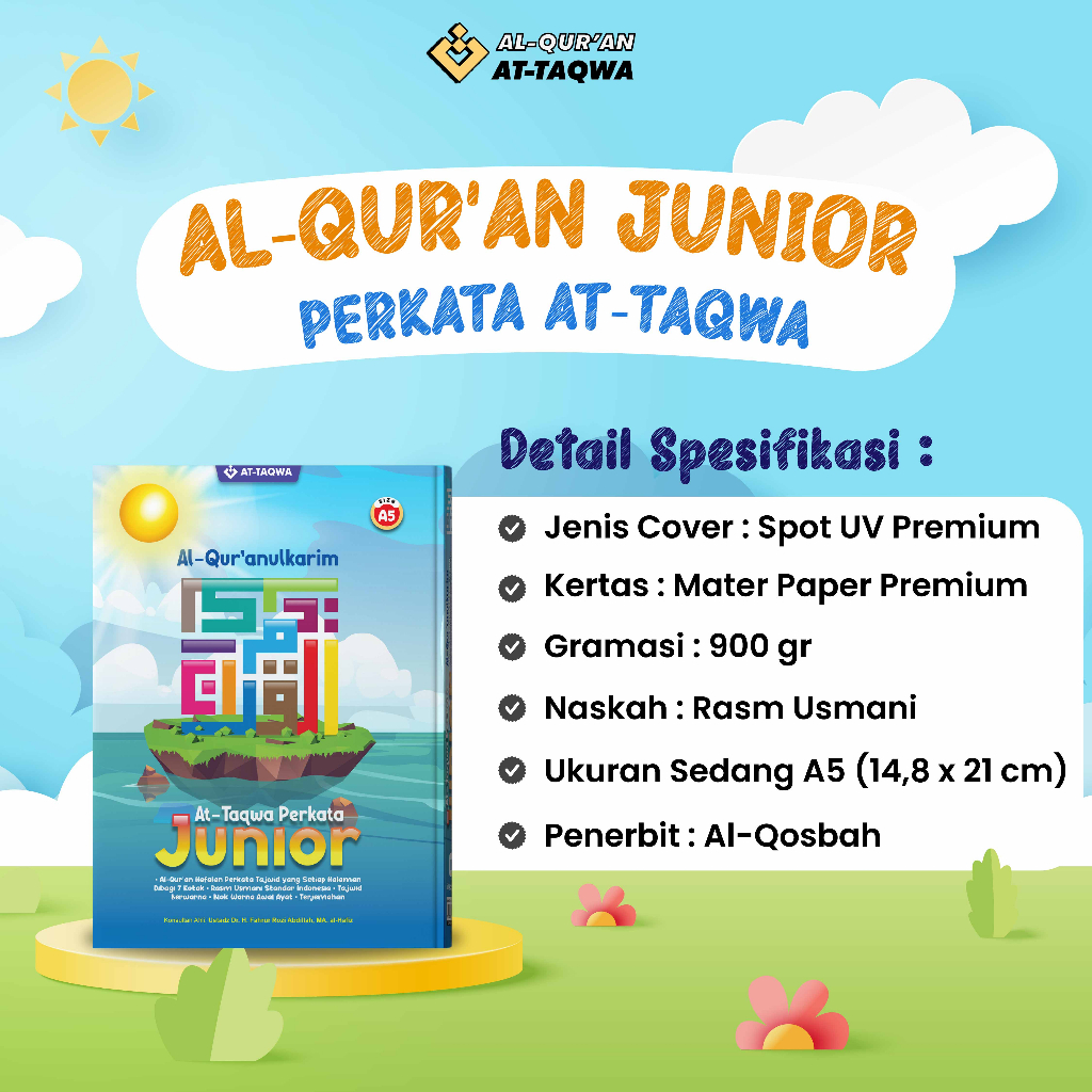 Al-Qur'an At-Taqwa Junior Perkata Cover &amp; Kertas Premium Terjemah Perkata (A5)