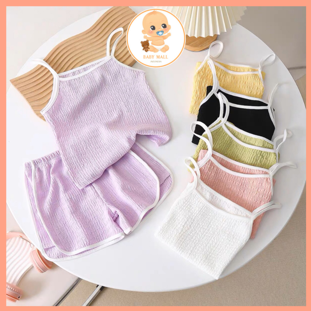 MINUO GIRLY SET Baju Setelan Lengan Buntung Anak Perempuan Impor