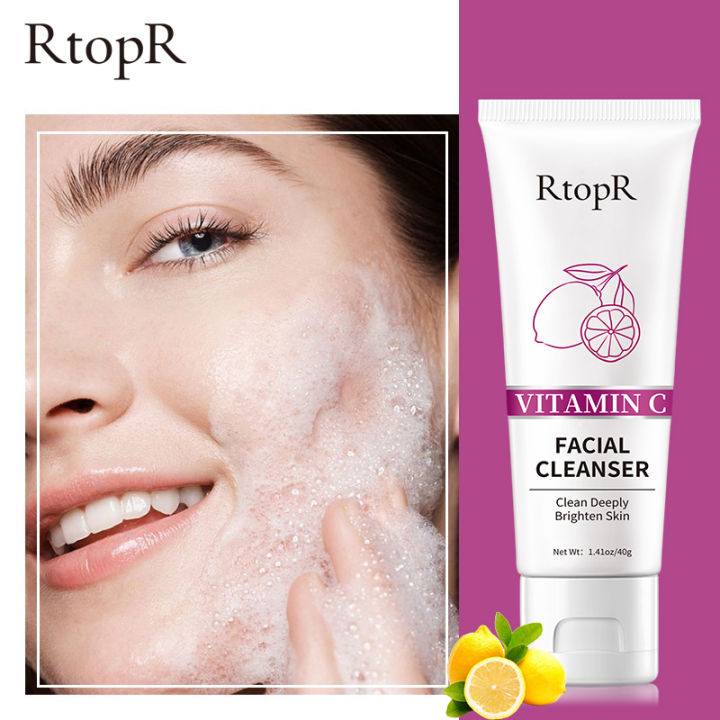 Rtopr Vitamin C Facial Cleanser Whitening Face Wash Dark Spot Moisturizer Collagen-Sabun Pembersih- Muka Memberikan Wajah dan Pori-Pori Wajah Putih Berseri-40gr