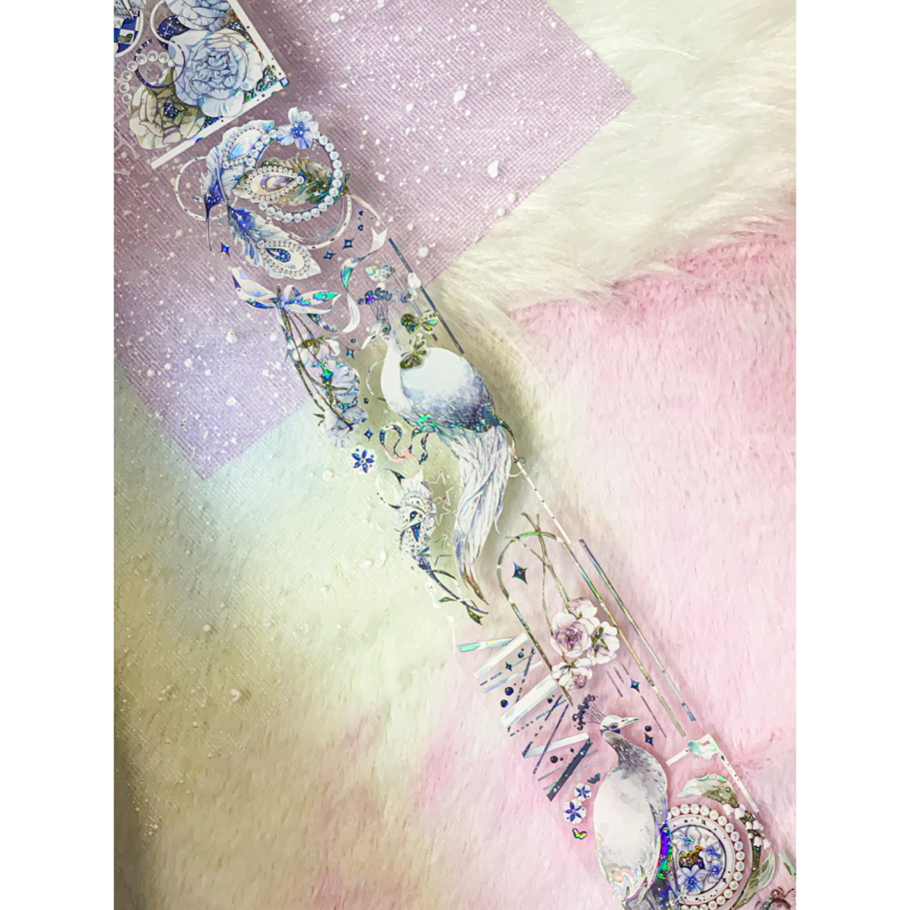 

(kiricart) Premium Shining laser Peacock Sample PET Tape DIY Journal Scrapbook Stiker Decorative