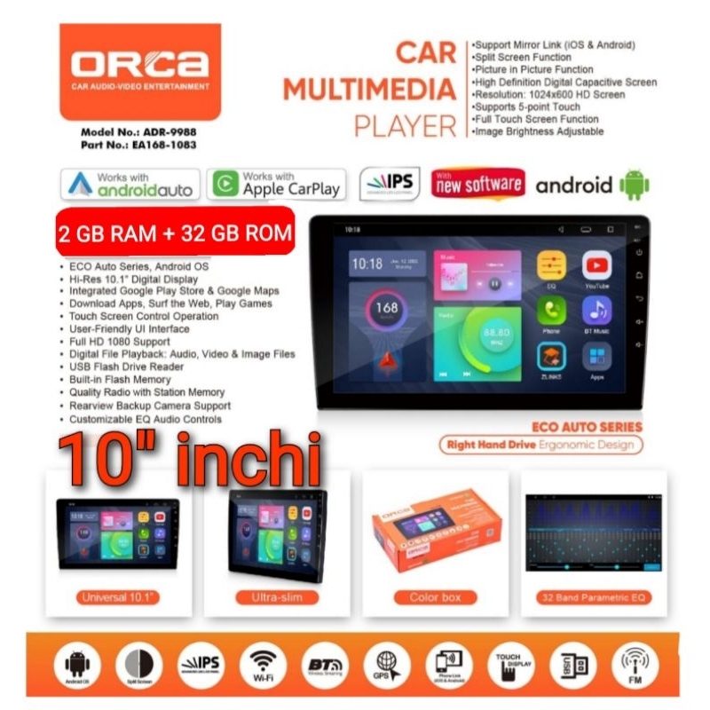 Head Unit Android LIVINA Android 10&quot; ORCA RAM 2/32GB Soket Plug and Play Nissan Livina Soket PNP NISSAN