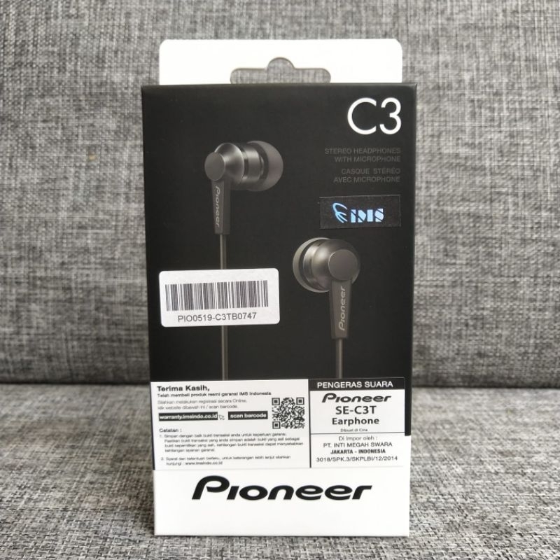 Pioneer SE C3T Original In Ear Headset Super Bass Resmi IMS