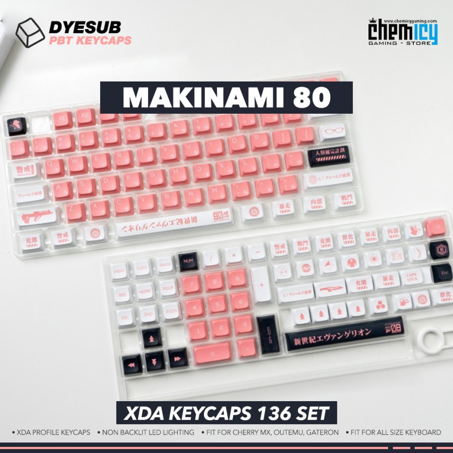 Keycaps Makinami 80 PBT Dye-subs 136 Set XDA Profile