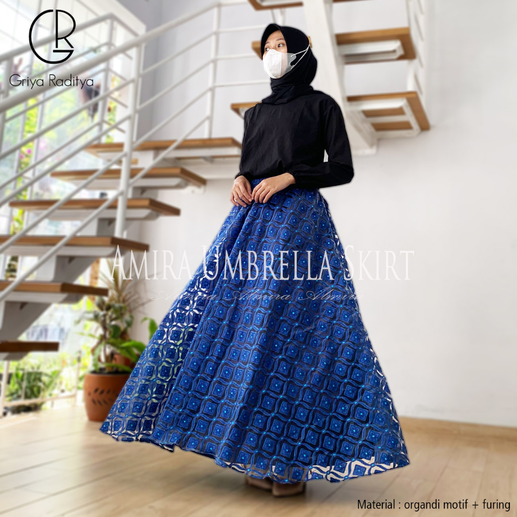 Rok Panjang Wanita Payung Lebar Amira Umbrella Skirt Rok Pesta Kondangan