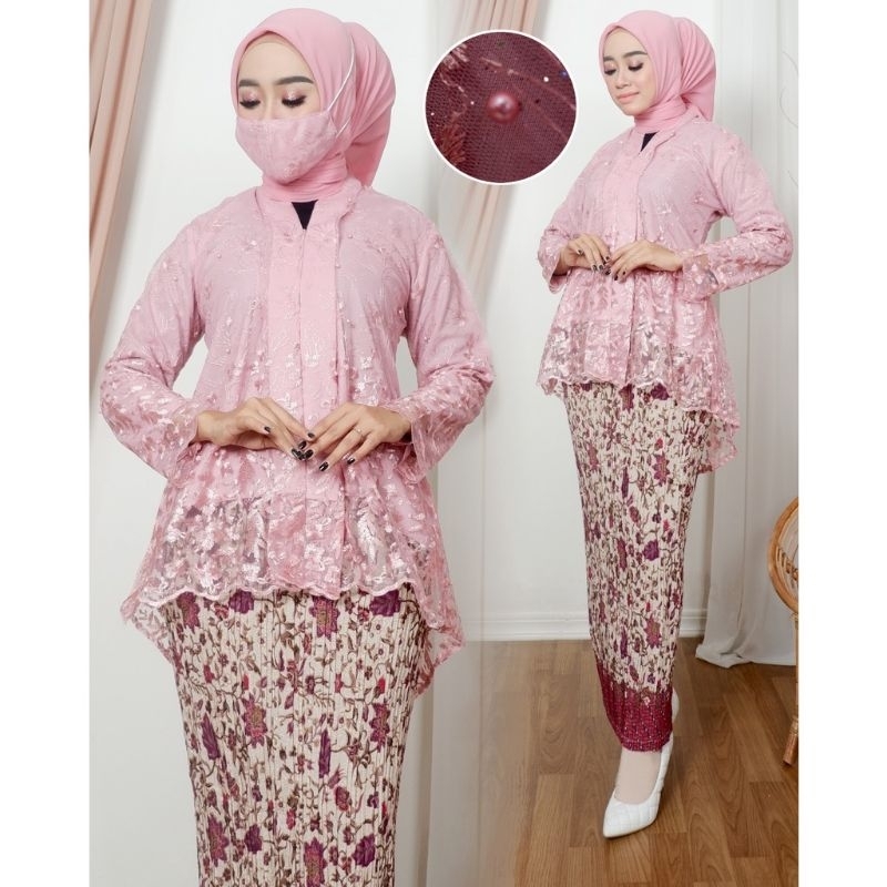 Melia Kebaya - Setelan Kebaya Floy Tunik Tulle / Kebaya Busui Modern / Kebaya Kartini / Kebaya Wisuda