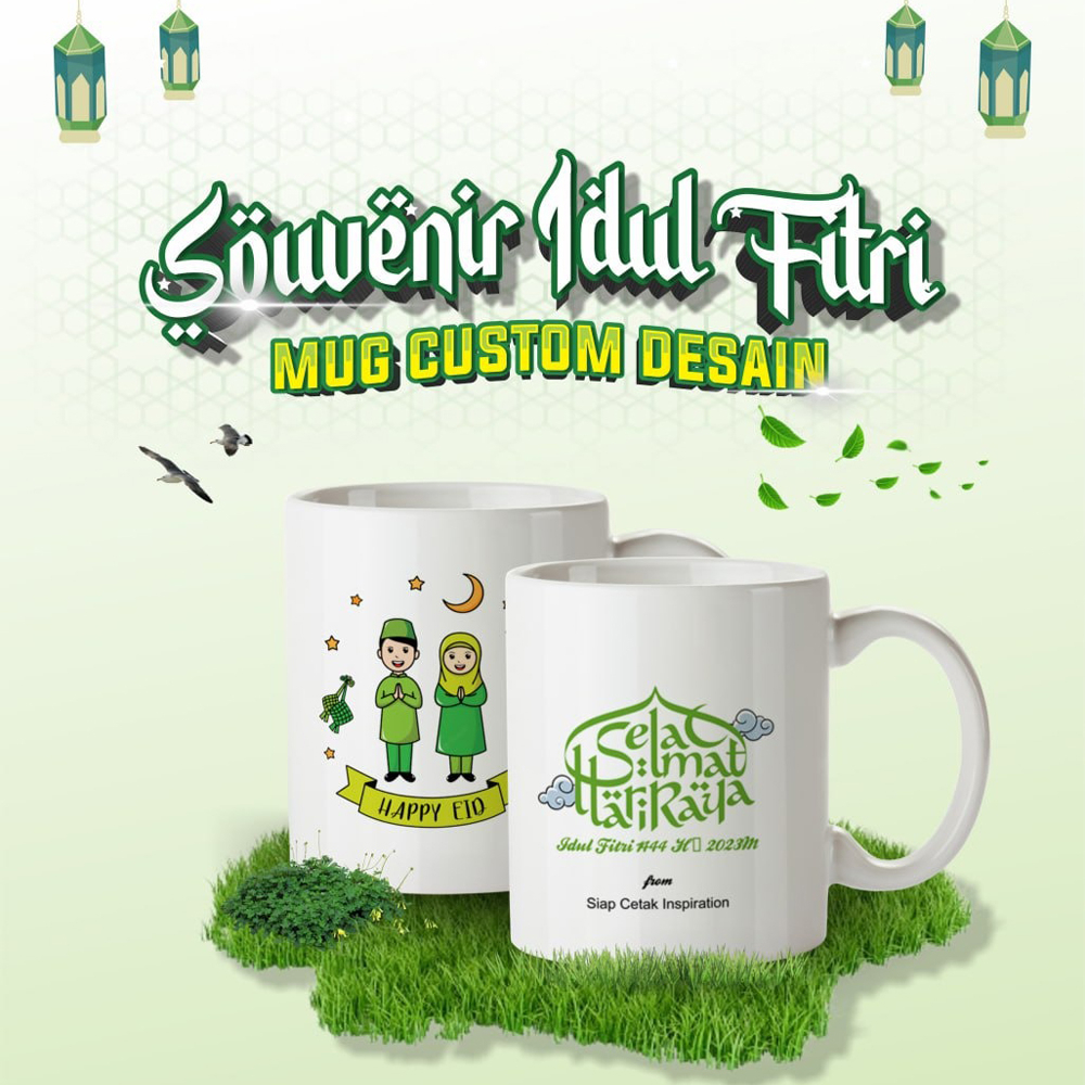 CETAK MUG IDUL FITRI / MUG CUSTOM / GELAS CUSTOM CETAK MUG CUSTOM SEHARI JADI