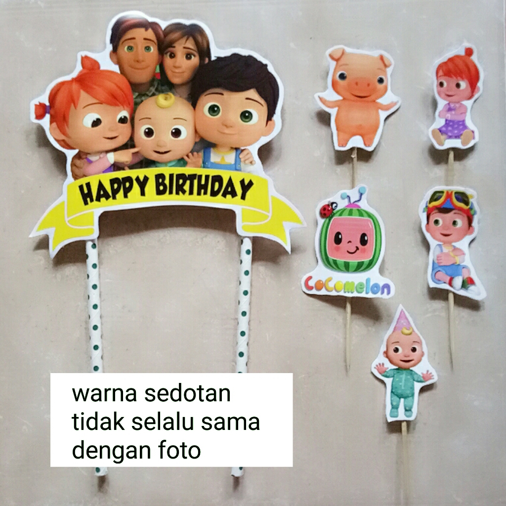 hiasan kue ulang tahun cake topper karakter Cocomelon coco melon