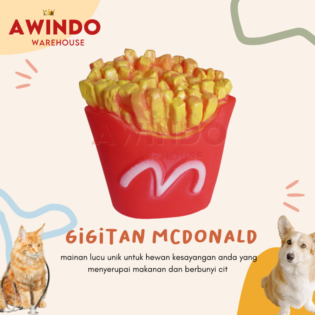 GIGITAN MCDONALD MOTIF 09 - Mainan Gigitan Anjing Kucing Gerigi Bunyi Cit