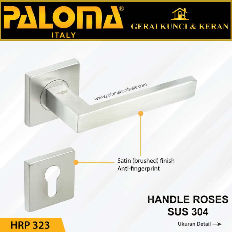 Handle Pintu Roses PALOMA HRP 323 LHT GERARDO SQ STAINLESS STEEL