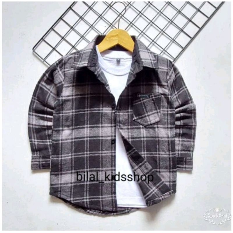 KEMEJA KATUN  FLANEL ANAK LAKI-LAKI &amp; PEREMPUAN LENGAN PANJANG  1-12th
