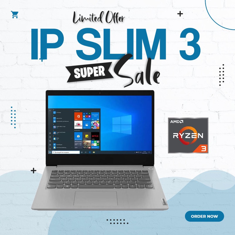 LENOVO IDEAPAD SLIM 3 RYZEN 3 GEN 7TH RAM 8GB SSD 256GB LAYAR 14