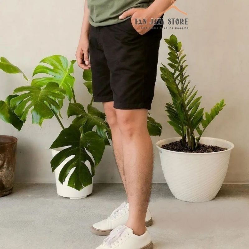 Celana Chino Pendek Grey Mocca Army Cream Hitam Slim Fit Original Gefaliano