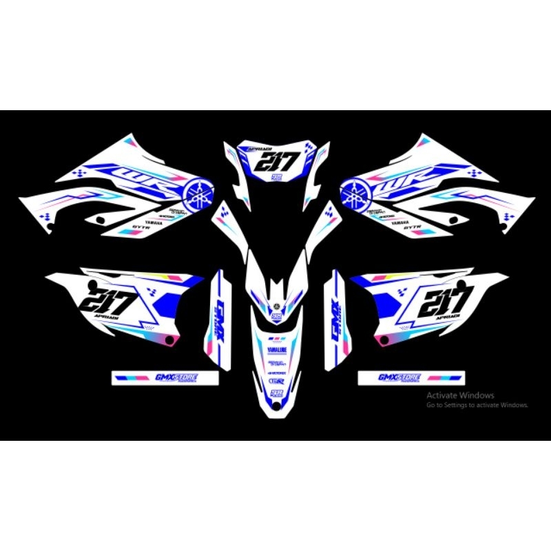 Decal Custome yamaha wr 155r putih Biru