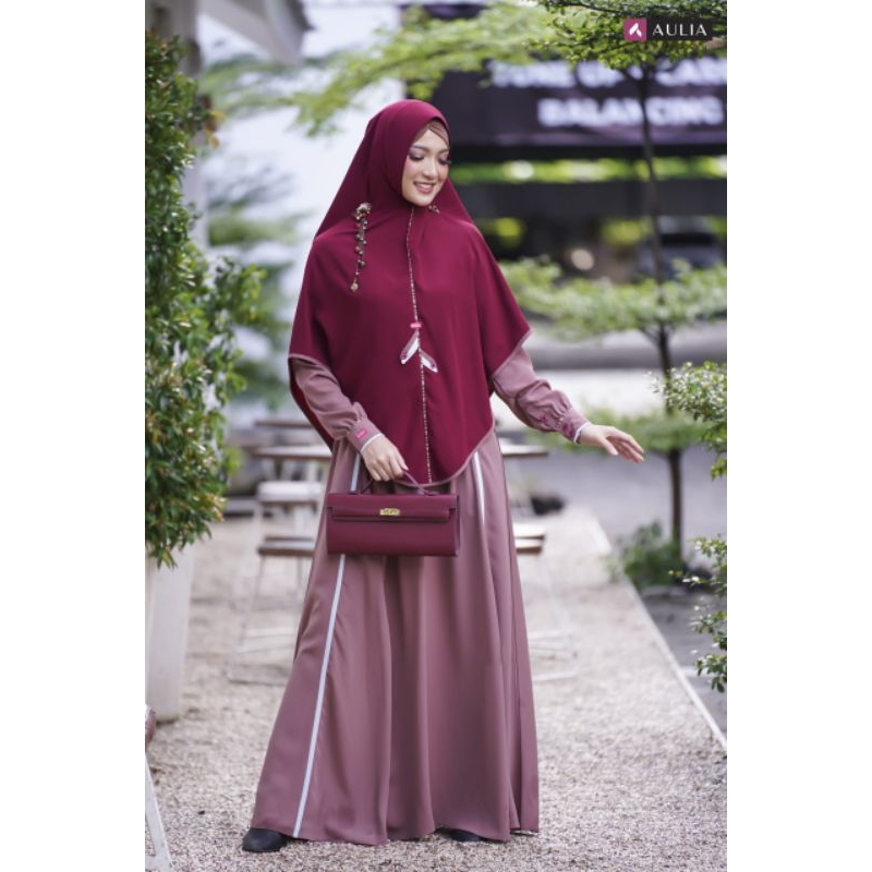 SET GAMIS LARISSA MOCCA MAROON AULIA FASHION
