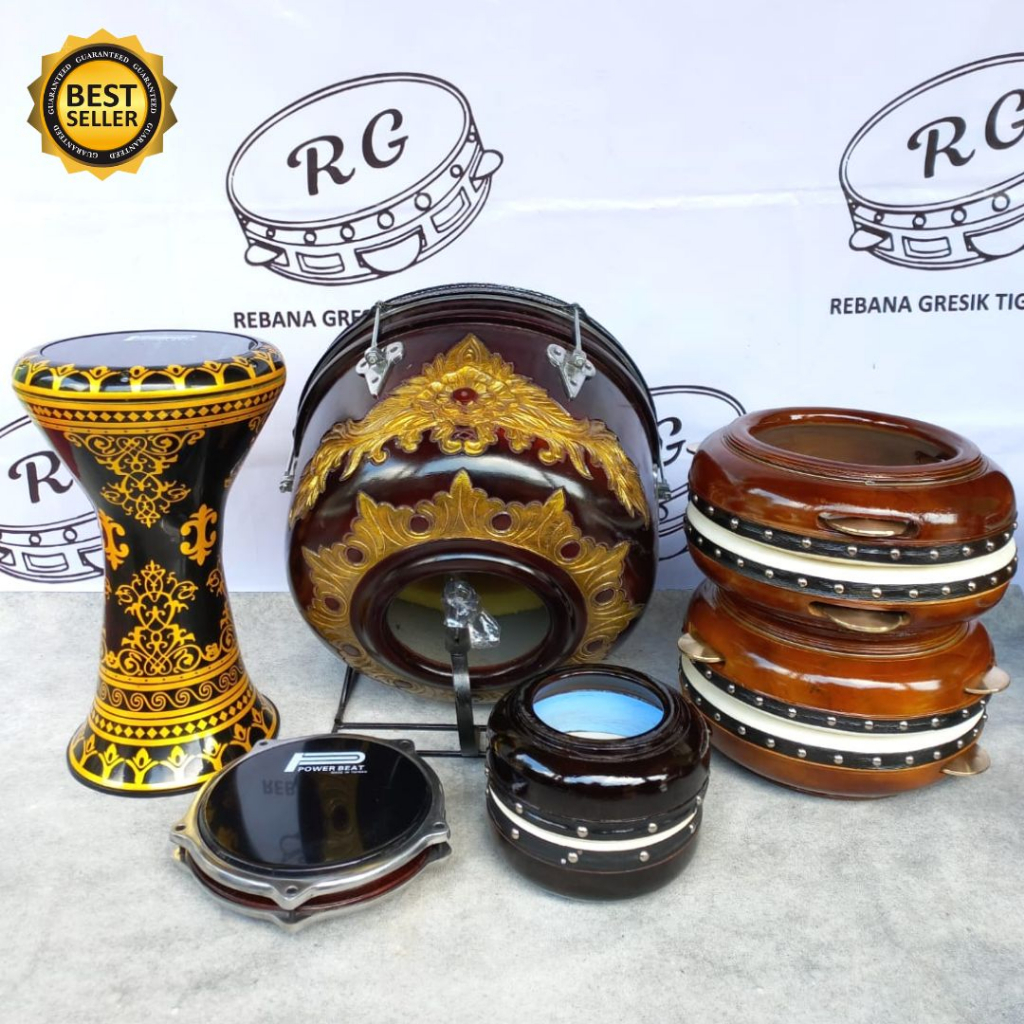 Hadroh 1 Set Kaulitas Super Kayu Jati Rebana Bas Banjari Terbangan Bass Hadrah Darbuka 8 inch