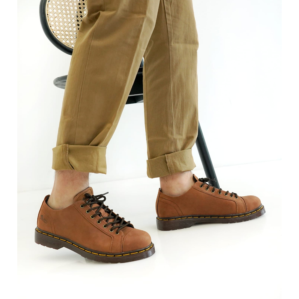 sepatu pantofel pria sepatu docmart style sepatu kulit asli sepatu casual pria sepatu kulit crazyhorse sepatu warna tan flavio boston