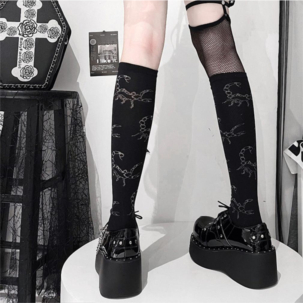 Gothic Boots Knight of Light Heart-shaped Buckle Chain Cross 5376