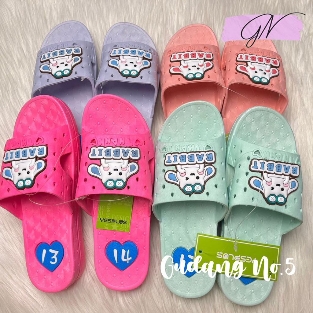 GN-1826 Sandal Selop Jelly Karet Motif Rabbit Import Yesplus Fashion Wanita PCU