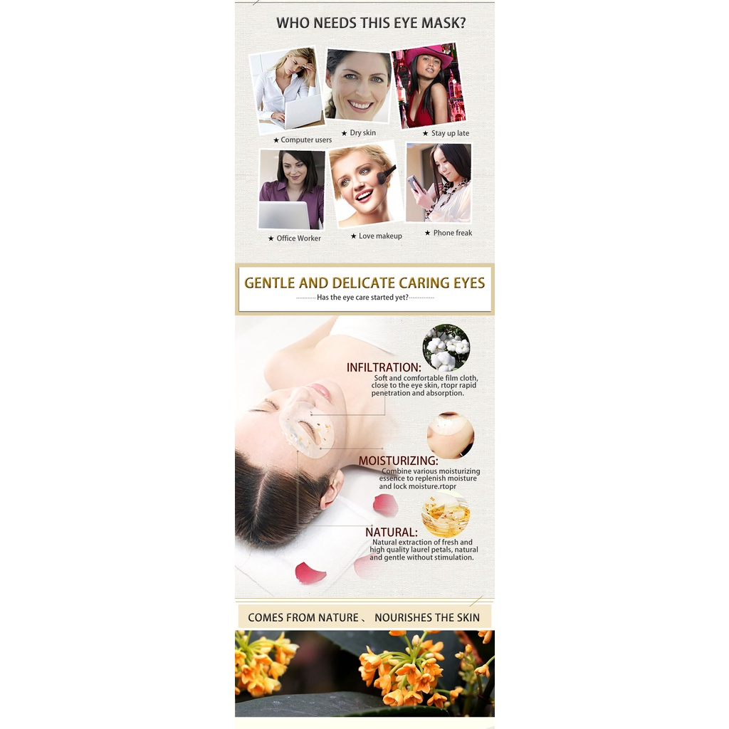 RtopR MANGO GOLDEN OSMANTHUS NOURISHING EYE MASK Masker Mata Anti Penuaan, 40 Buah/Boks Mangga Emas