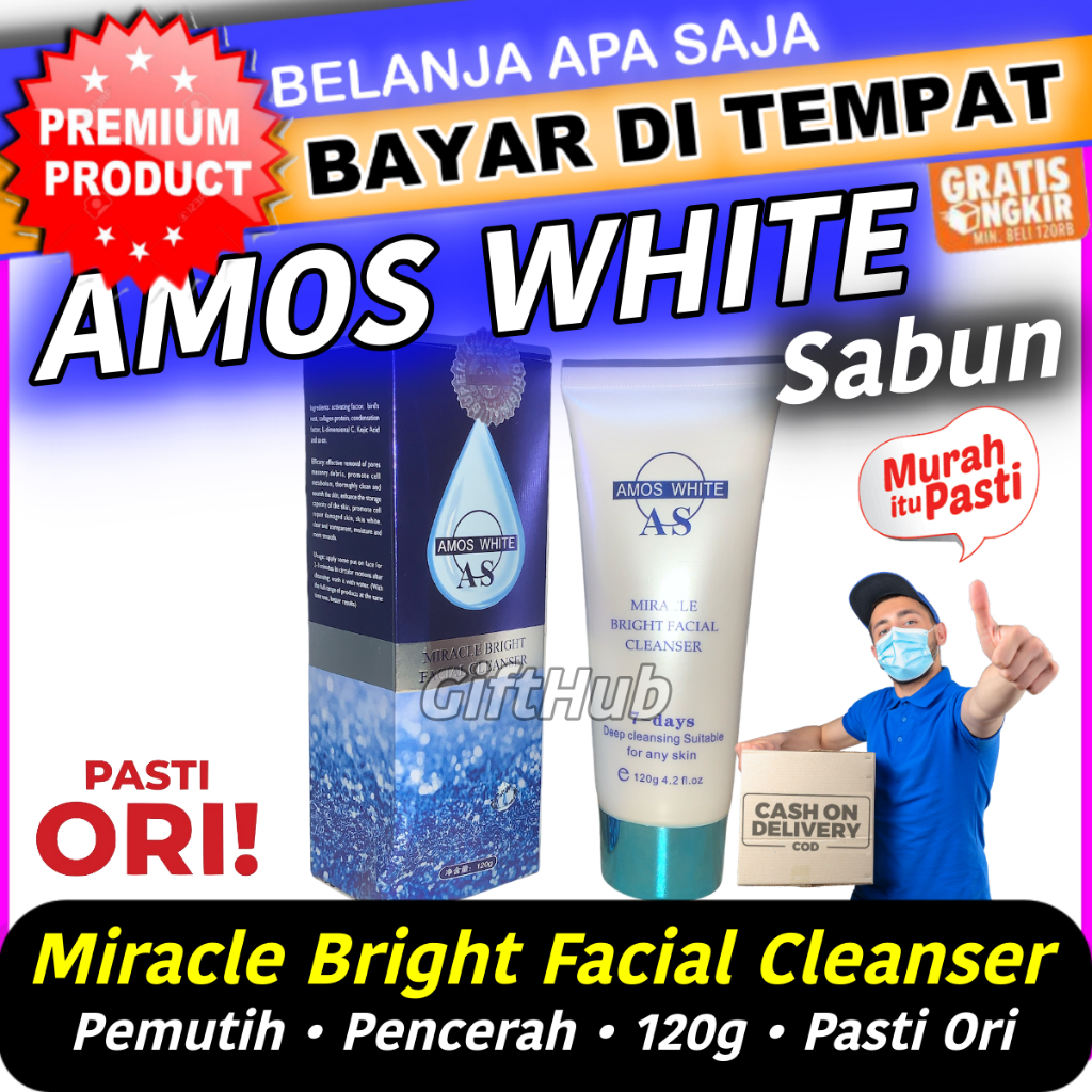 Amos White Sabun Wajah 120g Facial Brightening Soap Original 7 Days Whitening dan Anti Fleck Pemutih
