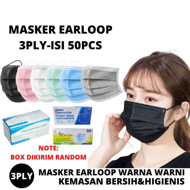 MASKER 3PLY HITAM ALKINDO TEBAL (50pcs)