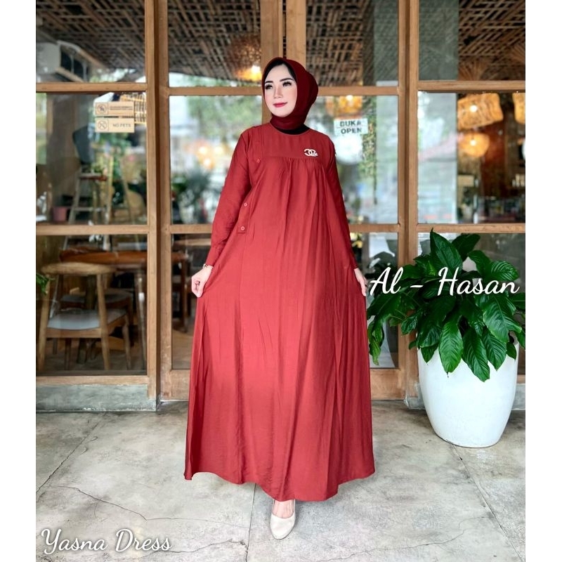 YASNA DRESS by Alhasan / GAMIS POLO LINEN PREMIUM / DRESS LEBARAN VIRAL