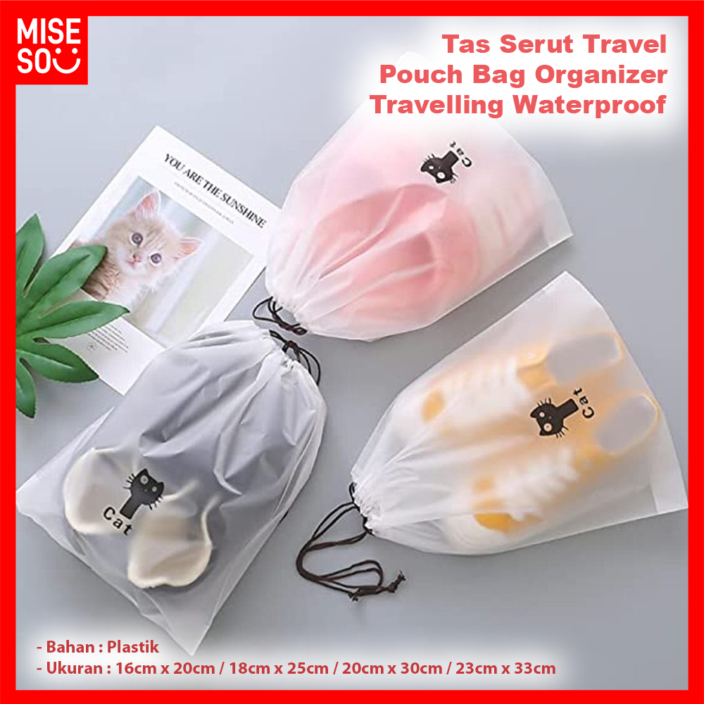 Travel Pouch Bag Organizer Tas Serut Travelling Plastik Makeup Waterproof ℳ𝓘𝓢𝓔𝓢𝓞 831