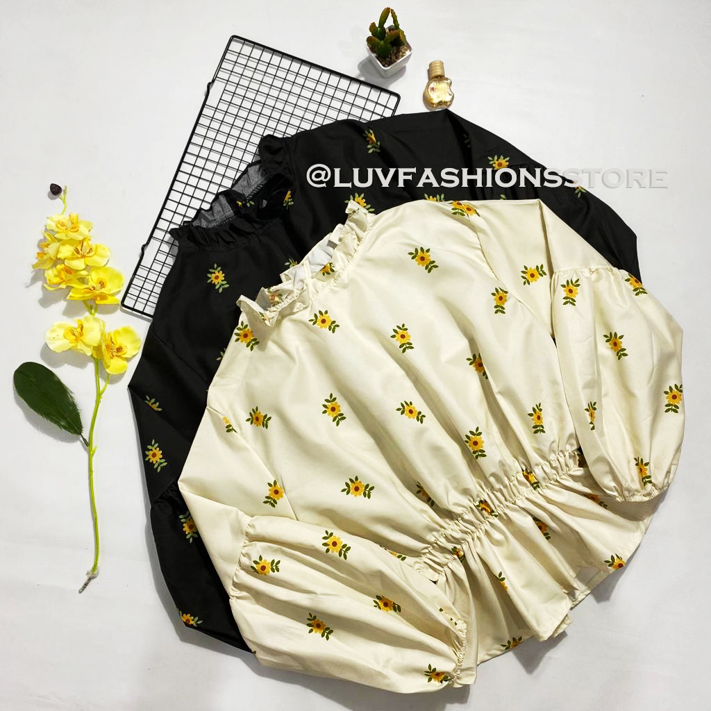 IL - BLOUSE NAYA ATASAN WANITA KASUAL / BLOUSE WANITA MOTIF BUNGA KOREAN STYLE