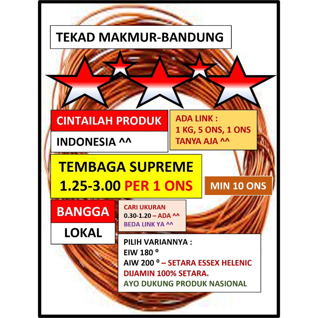 Min 10 Ons - EIW 1.25-3.00 - Supreme - Kawat Tembaga Supreme