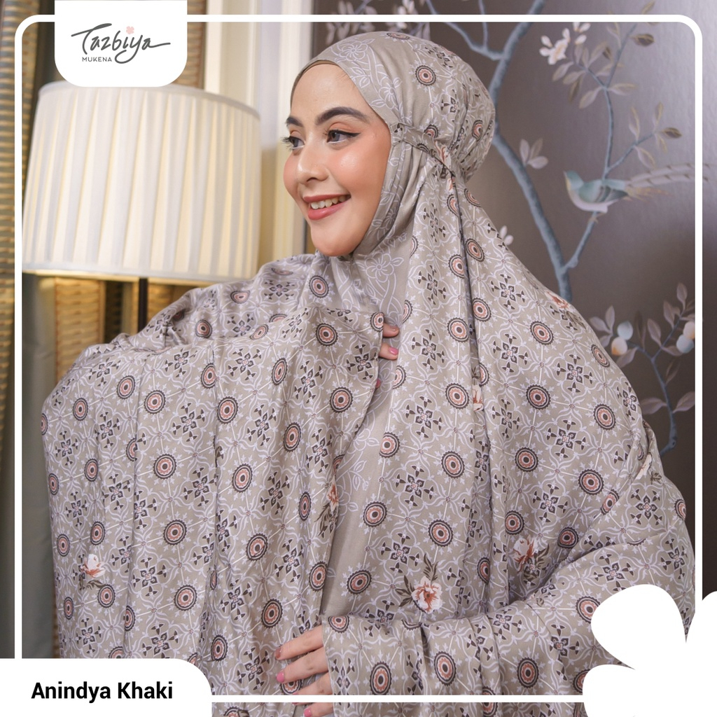 Mukena TAZBIYA 2in1 ANINDYA Dewasa Jumbo Bahan Rayon Satin Premium Set Sajadah Mukenah Travel Umroh 