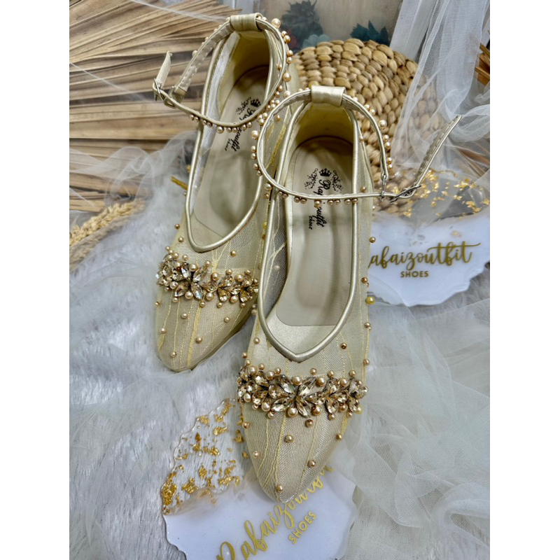 sepatu wedding v merrisa gold tali 7cm platforma