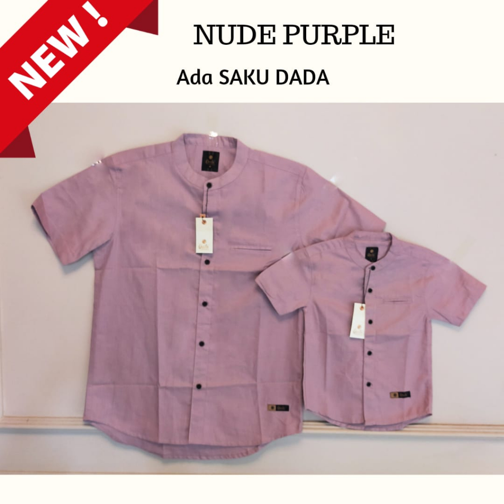 Kemeja Koko Anak/Dewasa NUDE PURPLE (bisa couple ayah anak)