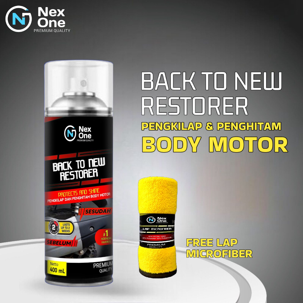 NexOne Back To New Restorer - Pengkilap &amp; Penghitam Body Motor free Lap Microfiber