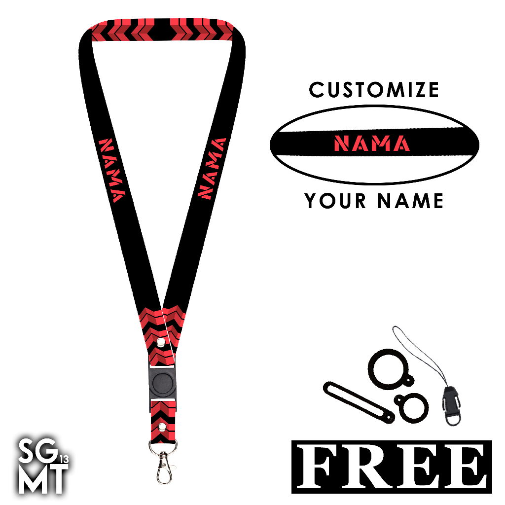 BISA SATUAN Lanyard Custom Nama  Printing Full 2 Sisi Ukuran 2cm Satuan Murah Bisa Request Nama Design 3