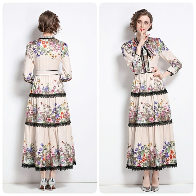 MDLV ~ 97740# Norrah Tiered Maxi Long Dress Flower