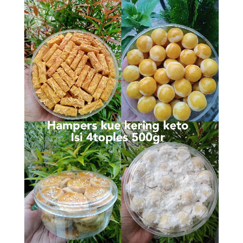 

Hampers kue kering keto isi 4 toples 500gr