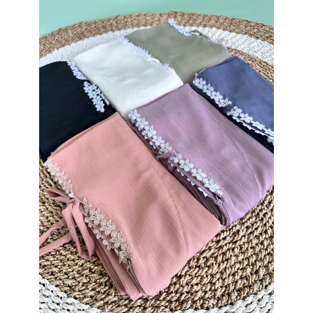 Riskirich Maleeka Mukenah Dewasa Traveling 2in 1 Style Bahan Crinkle Premium Anti Kusut