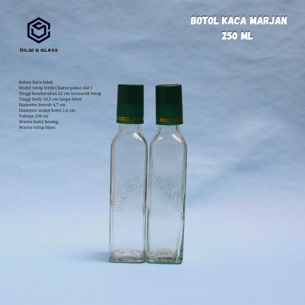 BKMJK250 botol kaca 250ml kotak olive oil/botol minyak / botol madu 250ml tutup press
