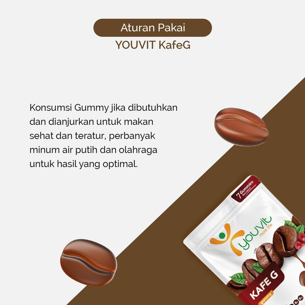 Youvit Kafe G Gummy 7Day 28gr Gummies Rasa Kopi Youvit Permen Kopi Energy Booster WHS