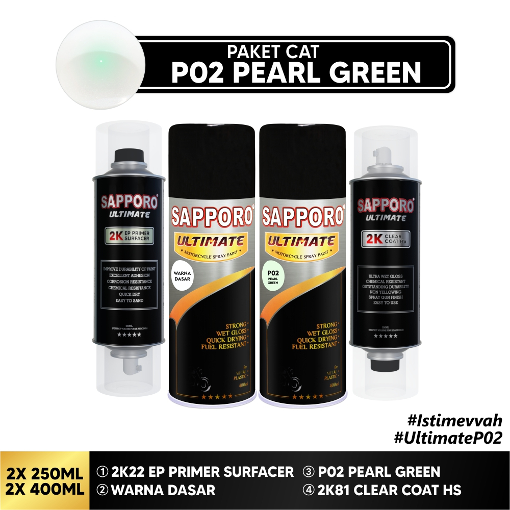 Paket Cat P02 Pearl Green / Sapporo Ultimate / Cat Aerosol Terbaik