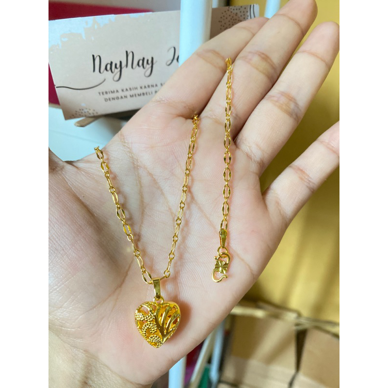 Kalung Cabe 2 suku love ukir / 45cm lapis emas 24k