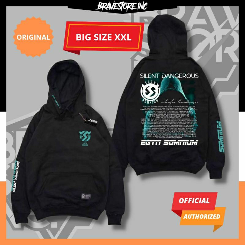 SWEATER HOODIE JUMBO Pria Original Premium Egtn Somnium Fleece Tebal  Size XXL Sablon Plastisol Hita